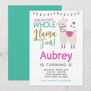 Convite de Aniversário do Llama - Personalize você