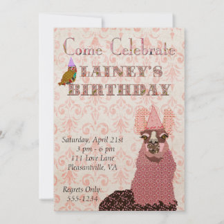 Convite de Aniversário do Llama Rosa