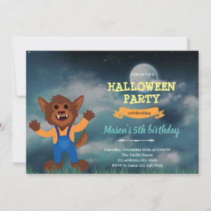 Convite de aniversário do lobisomem halloween