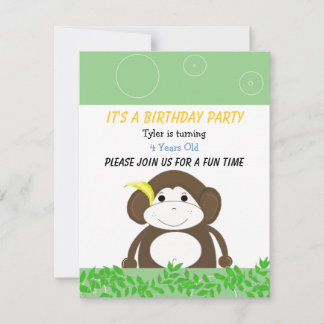 Convite de Aniversário do Macaco Bobo