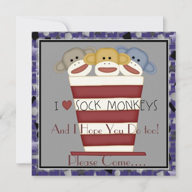 Convite de Aniversário do Macaco-Meia (Frente)