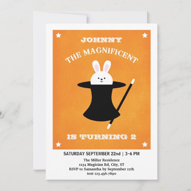 Convite de aniversário do mágico (Frente)