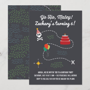 Convite de Aniversário do Mapa do Tesouro, Cartã