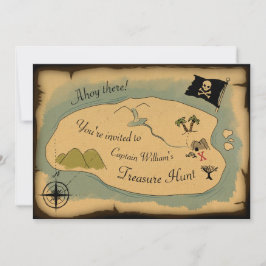 Convite de aniversário do mapa do tesouro pirata
