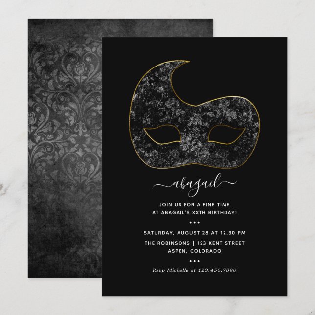 Convite de Aniversário do Mardi Gras (Frente/Verso)