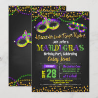 Convite de Aniversário do Mardi Gras