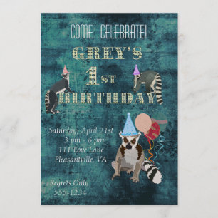 Convite de Aniversário do Marinho Lemurs