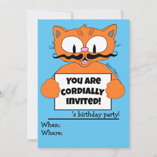 Convite de Aniversário do Menino Gato de Desenho A