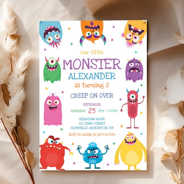 Convite de Aniversário do Menino Monstro (Criador carregado)