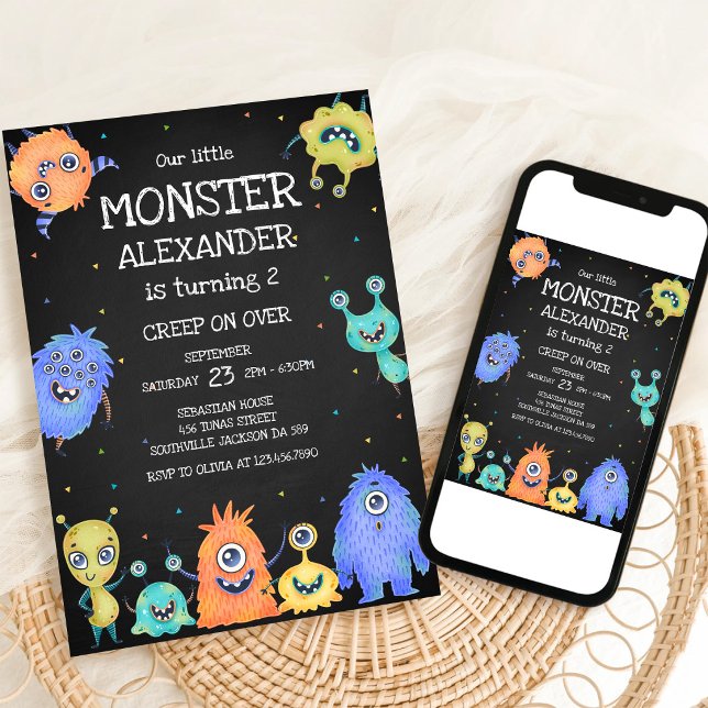 Convite de Aniversário do Menino Monstro (Criador carregado)