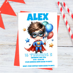 Convite de Aniversário do Menino Super-Herói Edi