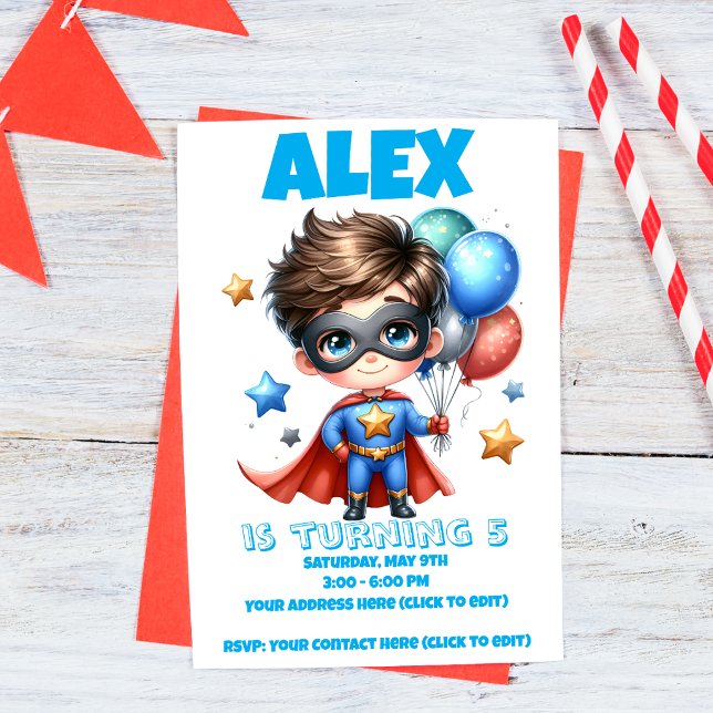Convite de Aniversário do Menino Super-Herói | Edi (Criador carregado)