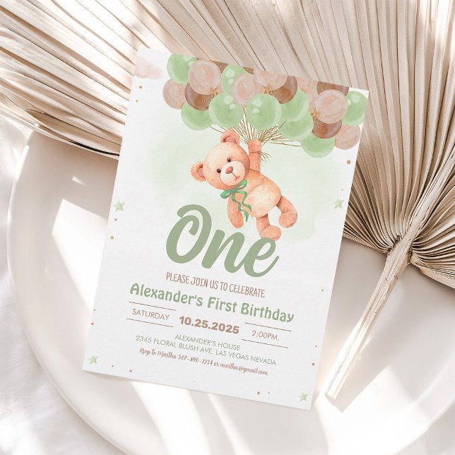 Convite de Aniversário do Menino Urso de Pelúcia B (Criador carregado)
