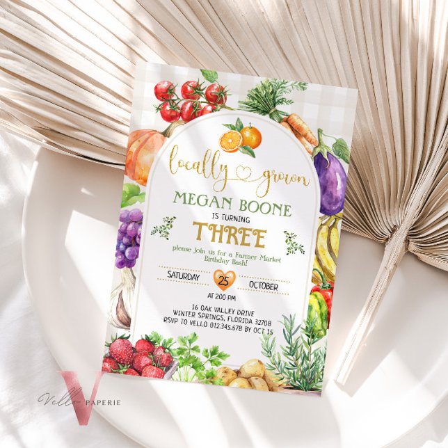 Convite de Aniversário do Mercado Agrícola Local (Criador carregado)