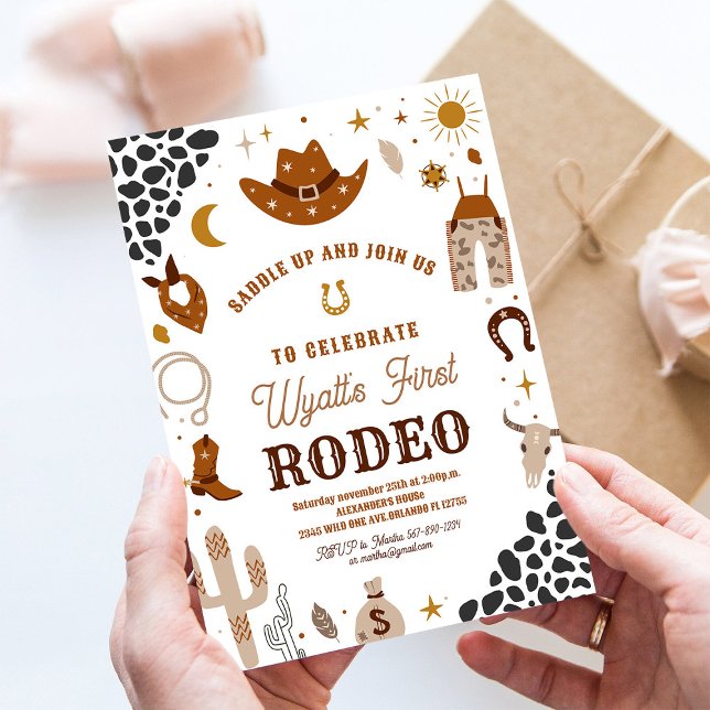 Convite de Aniversário do Meu Primeiro Cowboy de R (Criador carregado)