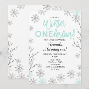 Convite de Aniversário do Mint Winter ONEderland 