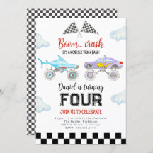 Convite de Aniversário do Monster Truck