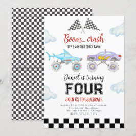 Convite de Aniversário do Monster Truck