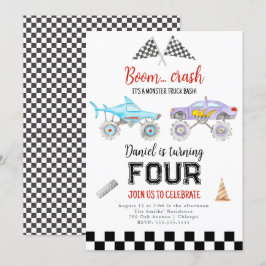 Convite de Aniversário do Monster Truck