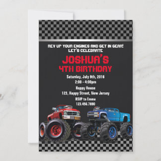 Convite de Aniversário do Monster Truck