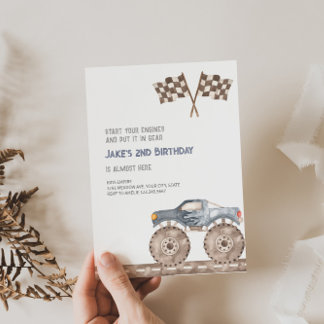 Convite de Aniversário do Monster Truck Bash