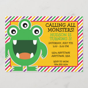 Convite de aniversário do monstro