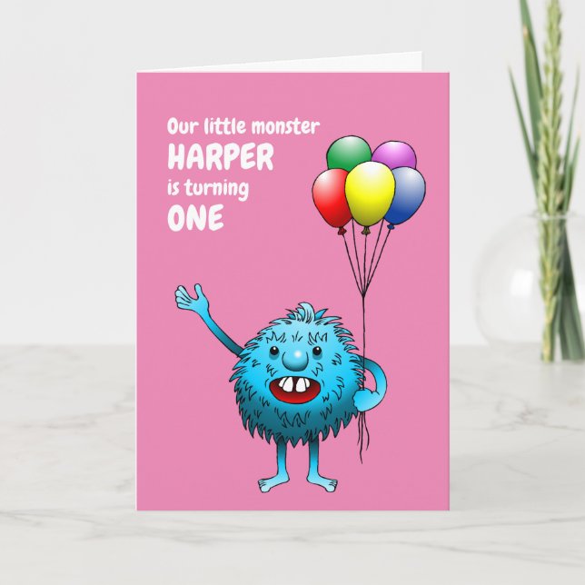 Convite de Aniversário do Monstro Azul Fofinho (Frente)