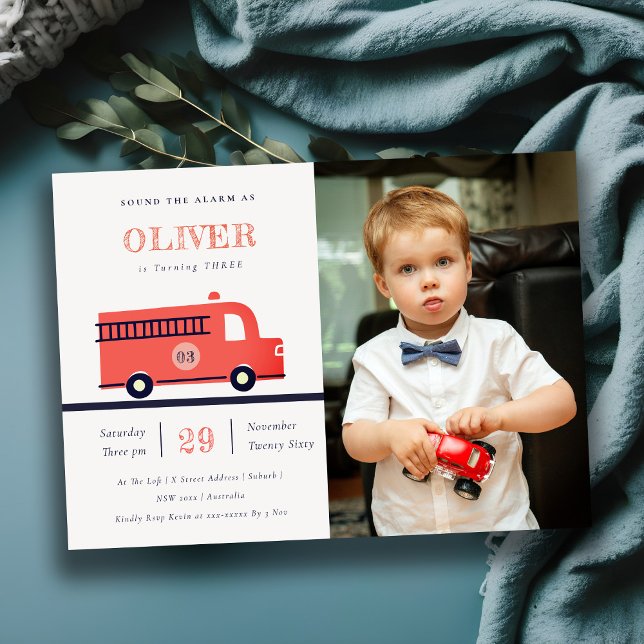 Convite de Aniversário do Motor de Bombeiros do Ma (Criador carregado)