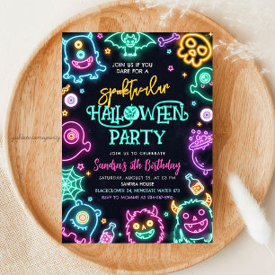 Convite de Aniversário do Neon Halloween Spooktacu