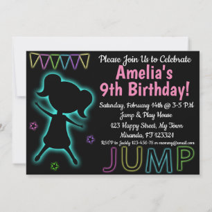Convite de aniversário do Neon Jump