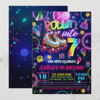 Convite de aniversário do Neon Roller Skate 7