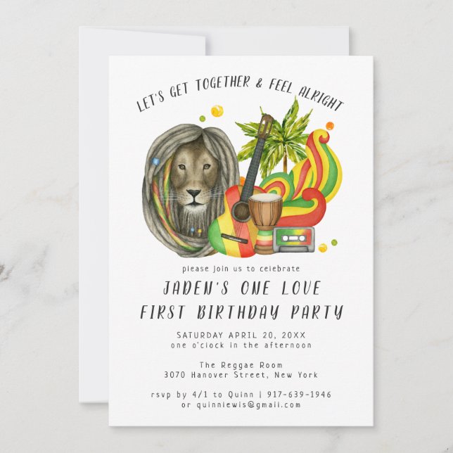 Convite de Aniversário do One Love First (Frente)