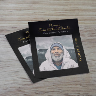 Convite De Aniversário Do Orçamento Preto E Dourad