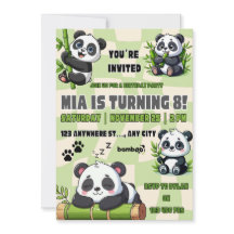 Convite de aniversário do Panda Fofo 