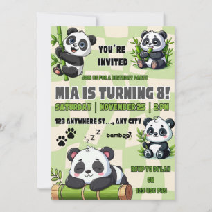 Convite de aniversário do Panda Fofo 