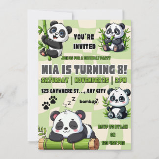 Convite de aniversário do Panda Fofo 