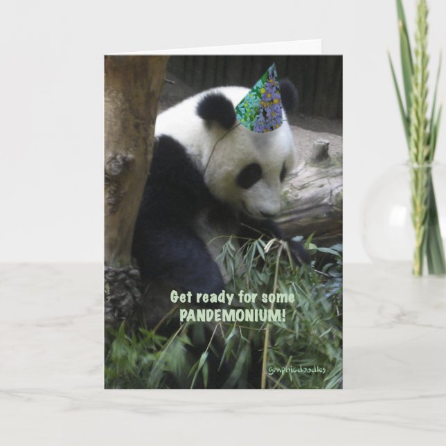 Convite de aniversário do pandemónio da panda! (Frente)