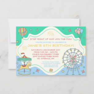 Convite de aniversário do Parque de Amusement