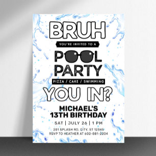 Convite de Aniversário do Partido Bruh Piscina