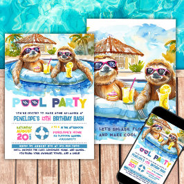 Convite de Aniversário do Partido da Piscina