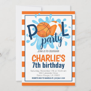 Convite de Aniversário do Partido da Piscina de Ba