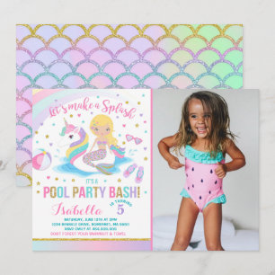 Convite de Aniversário do Partido da Piscina de U