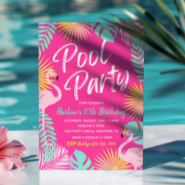 Convite de Aniversário do Partido da Piscina Flami
