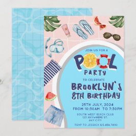Convite de Aniversário do Partido da Piscina legal