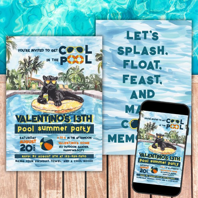 Convite de Aniversário do Partido da Piscina Selva (Criador carregado)