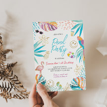 Convite de Aniversário do Partido da Piscina Tropi