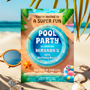 Convite de Aniversário do Partido da Piscina Tropi