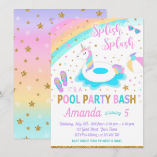 Convite de Aniversário do Partido da Piscina Unicó