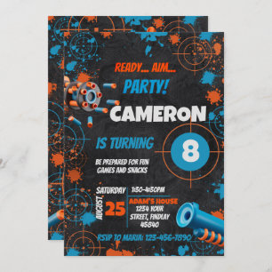 Convite de Aniversário do Partido Dart Arma Dart