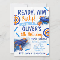 Convite de Aniversário do Partido Dart | Arma Dart